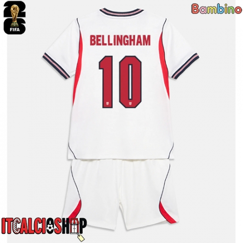 Inghilterra Jude Bellingham #10 Prima Maglia Bambino Mondiali 2026 Manica Corta (+ Pantaloni corti)